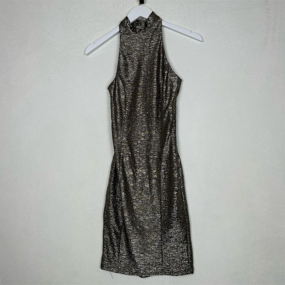 Arden B Dresses & Skirts - Arden B Cocktail Dress‎ Women's XS Sleeveless Metallic Open Back Mock Neck